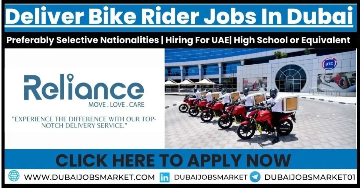 Reliance Delivery Services: Bike Rider Jobs In Dubai